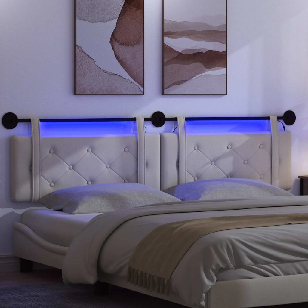 Testiera | Testata sospesa Con luce LED Crema Velluto