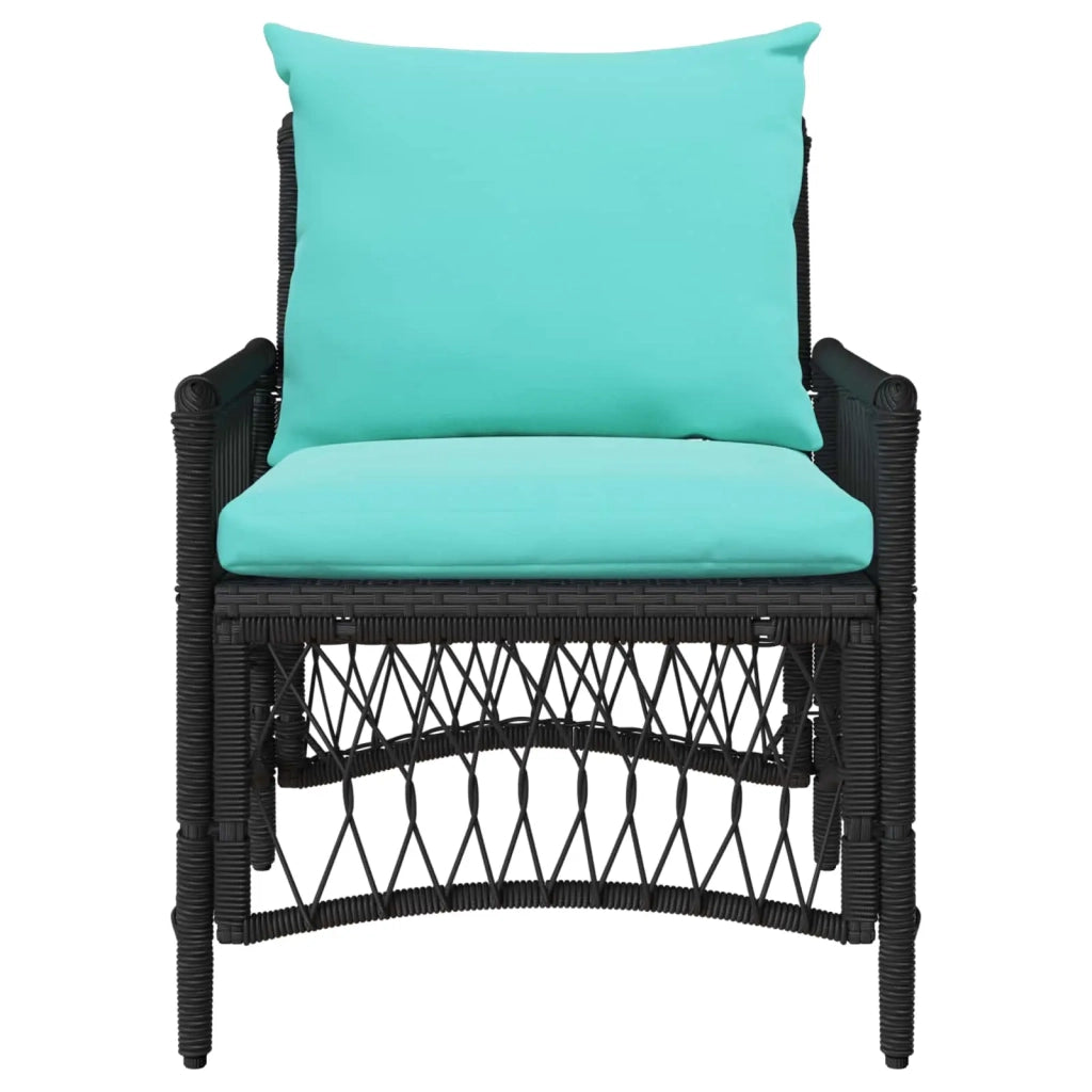 Sedia da Giardino con cuscino Nero 73 x 61 x 77 cm polyrattan 42006225