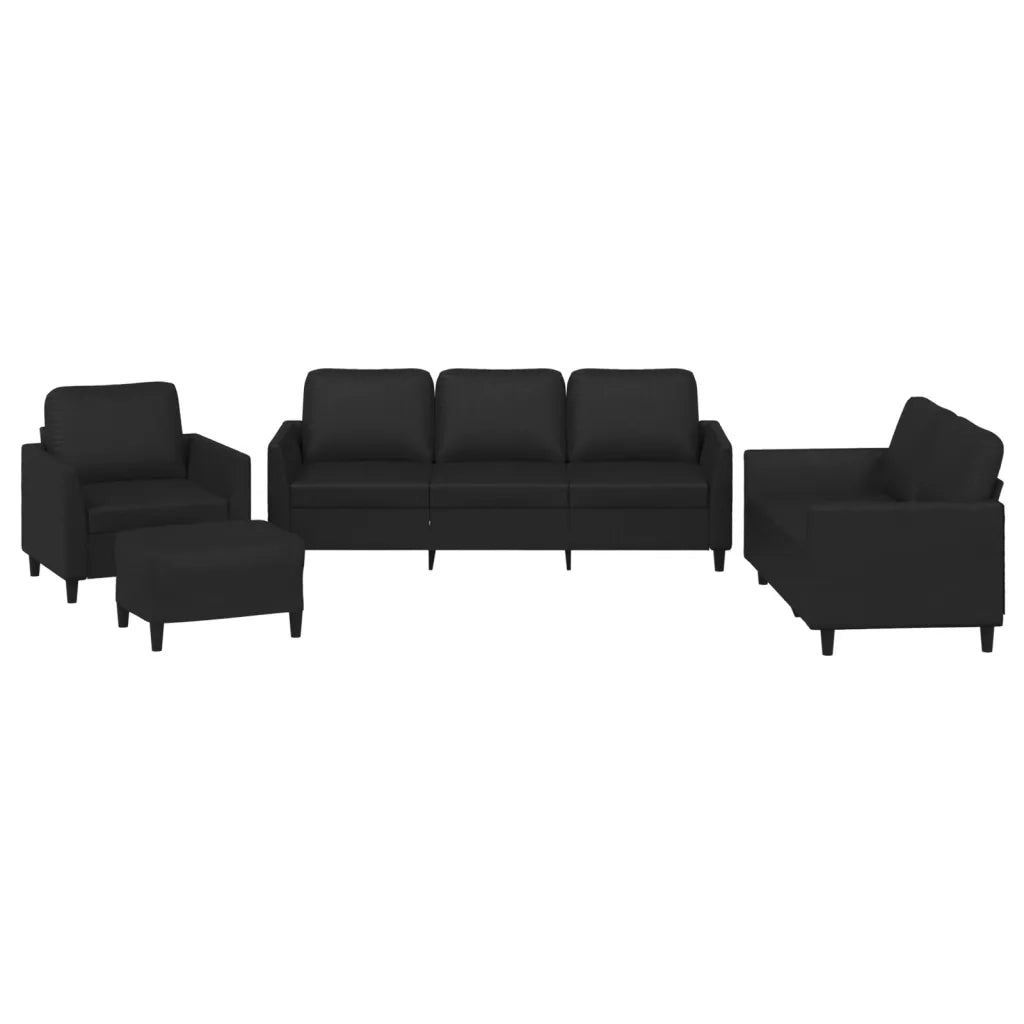 Set di Divani 4 pz con Cuscini Nero in Similpelle 3201745
