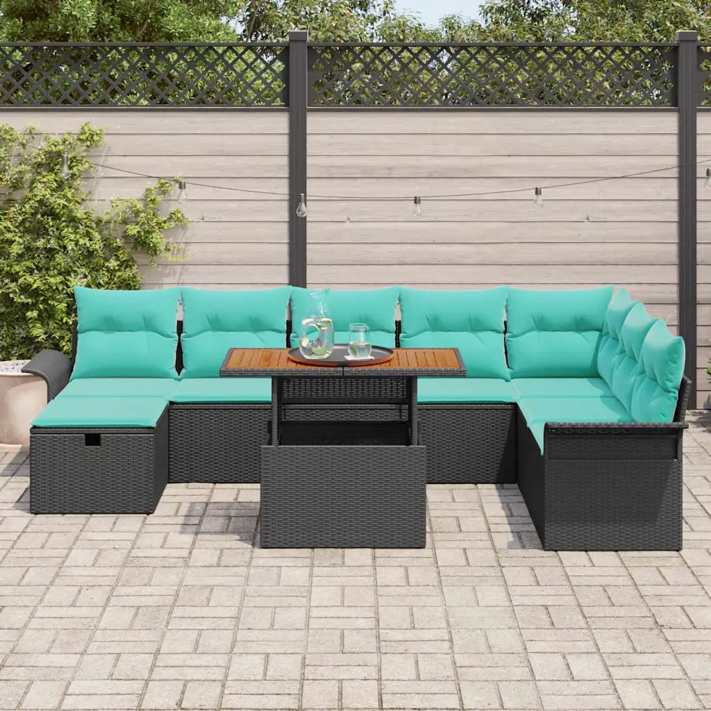 Set Divano da Giardino 9 pcs Nero polyrattan 3361263