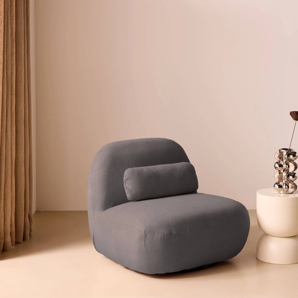 Poltrona girevole 360° bouclé, grigio
