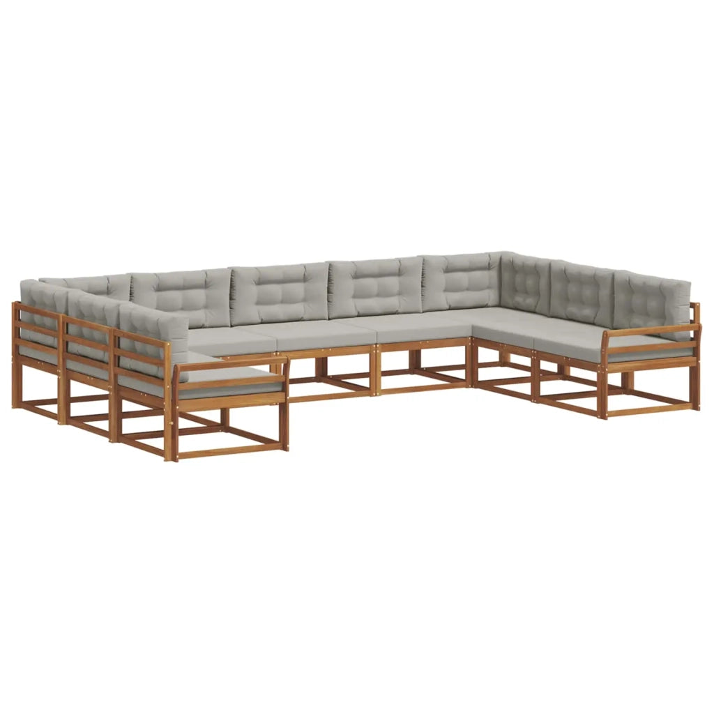 Set di divani da esterno 9 pcs Grigio Naturale e Chiaro 3368169