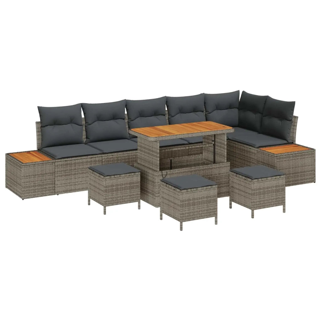 Set Divano da Giardino con cuscino 10 pcs Grigio 3363333