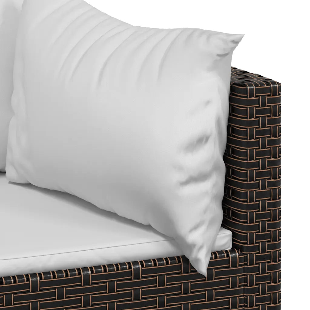 Divani Angolari da Giardino con Cuscini 2pz Polyrattan Marrone 319758