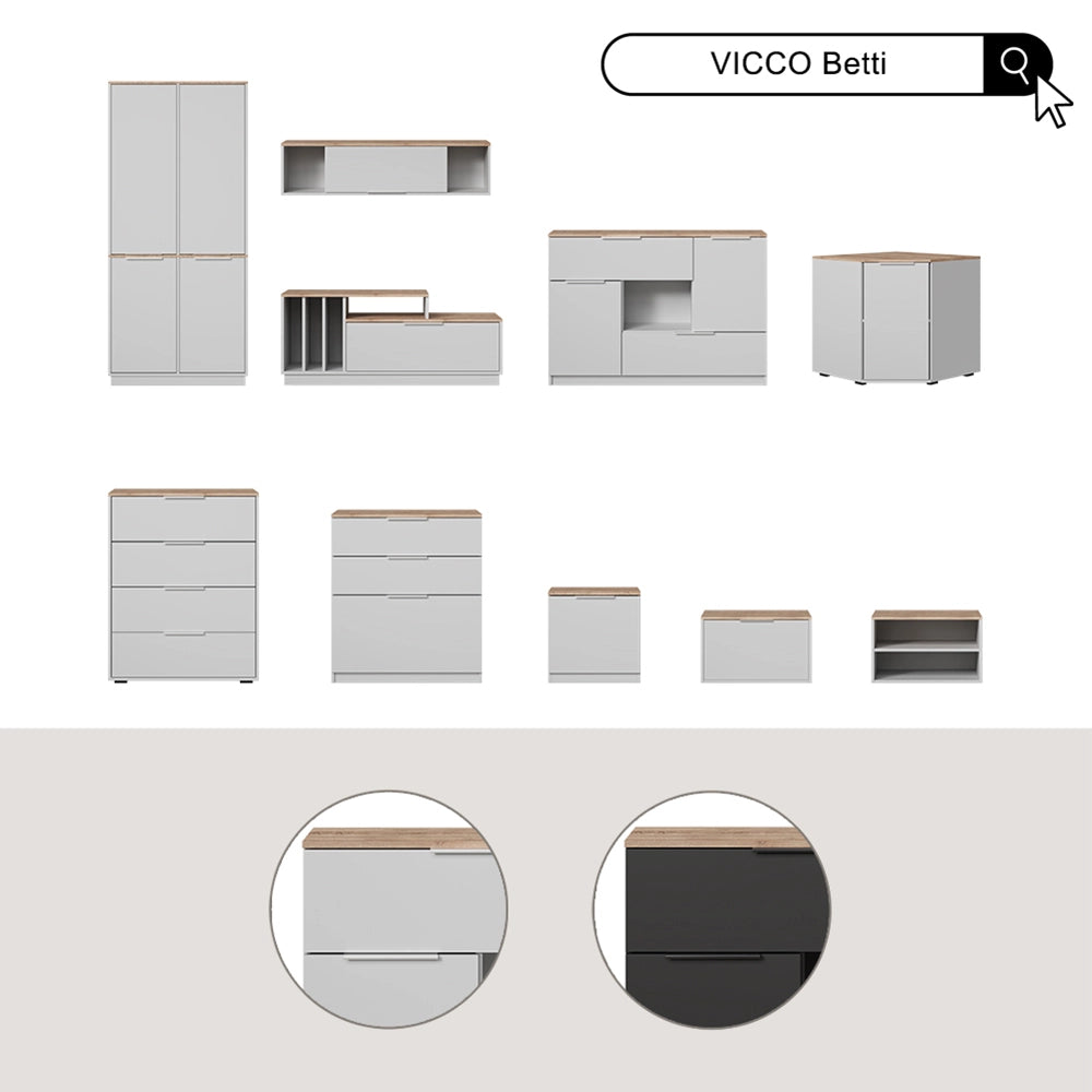Vicco Comodino camera da letto Bianco 50 x 50 cm Set di 2