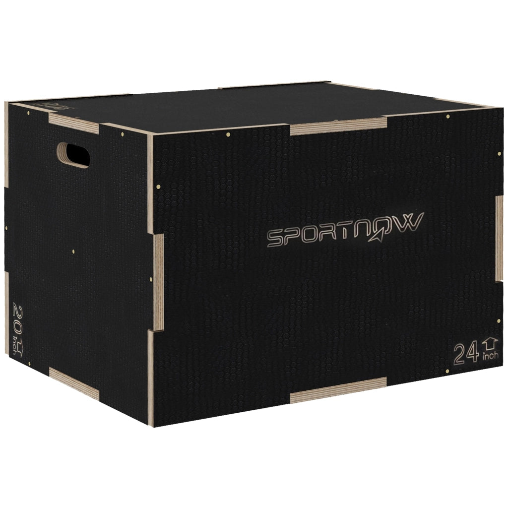 Plyo Box per Allenamento Pliometrico ¨C Xylo ¨C Legno con Maniglie 76x61x51 cm Nero