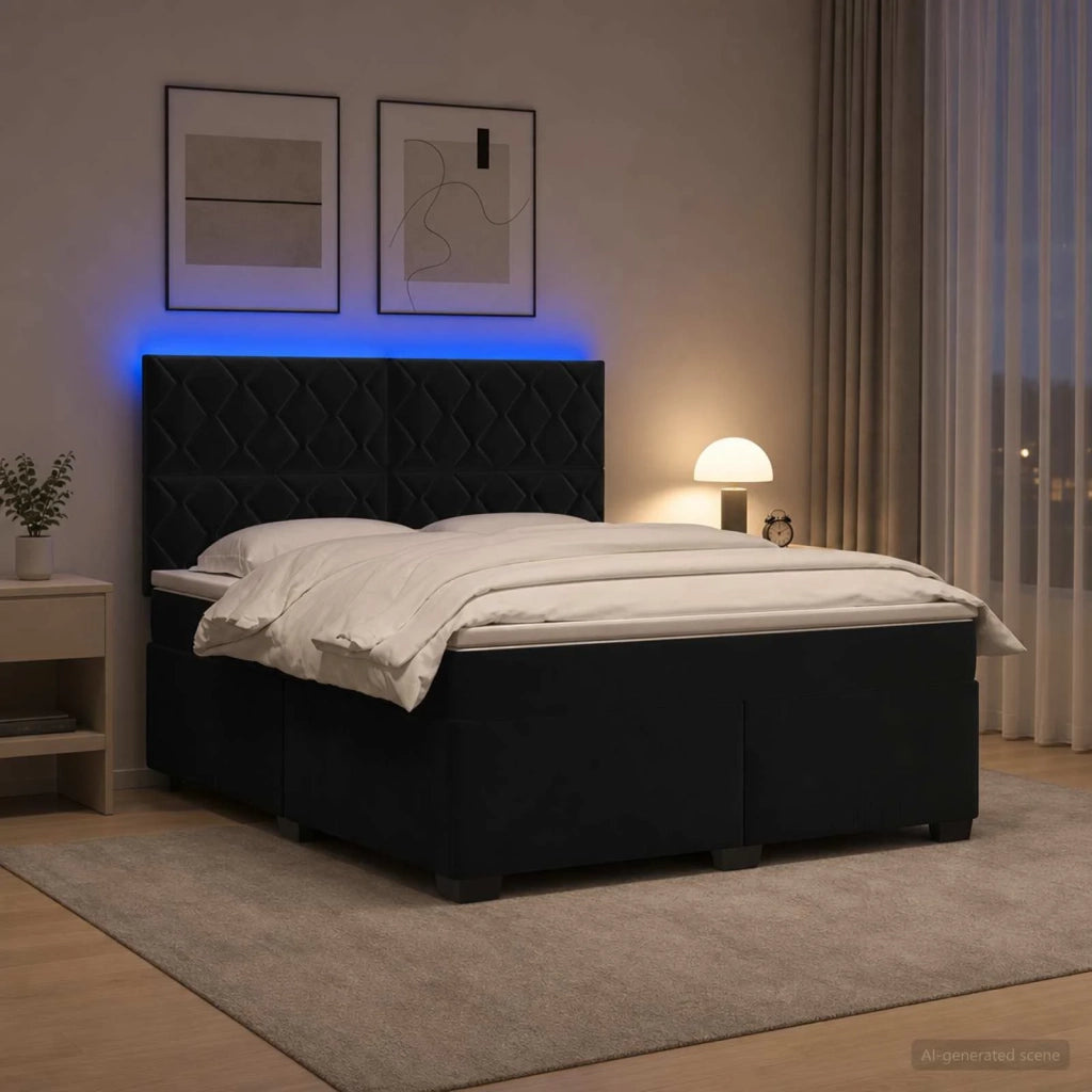 Letto box spring con materasso Nero 180 x 200 cm Velluto 3455164