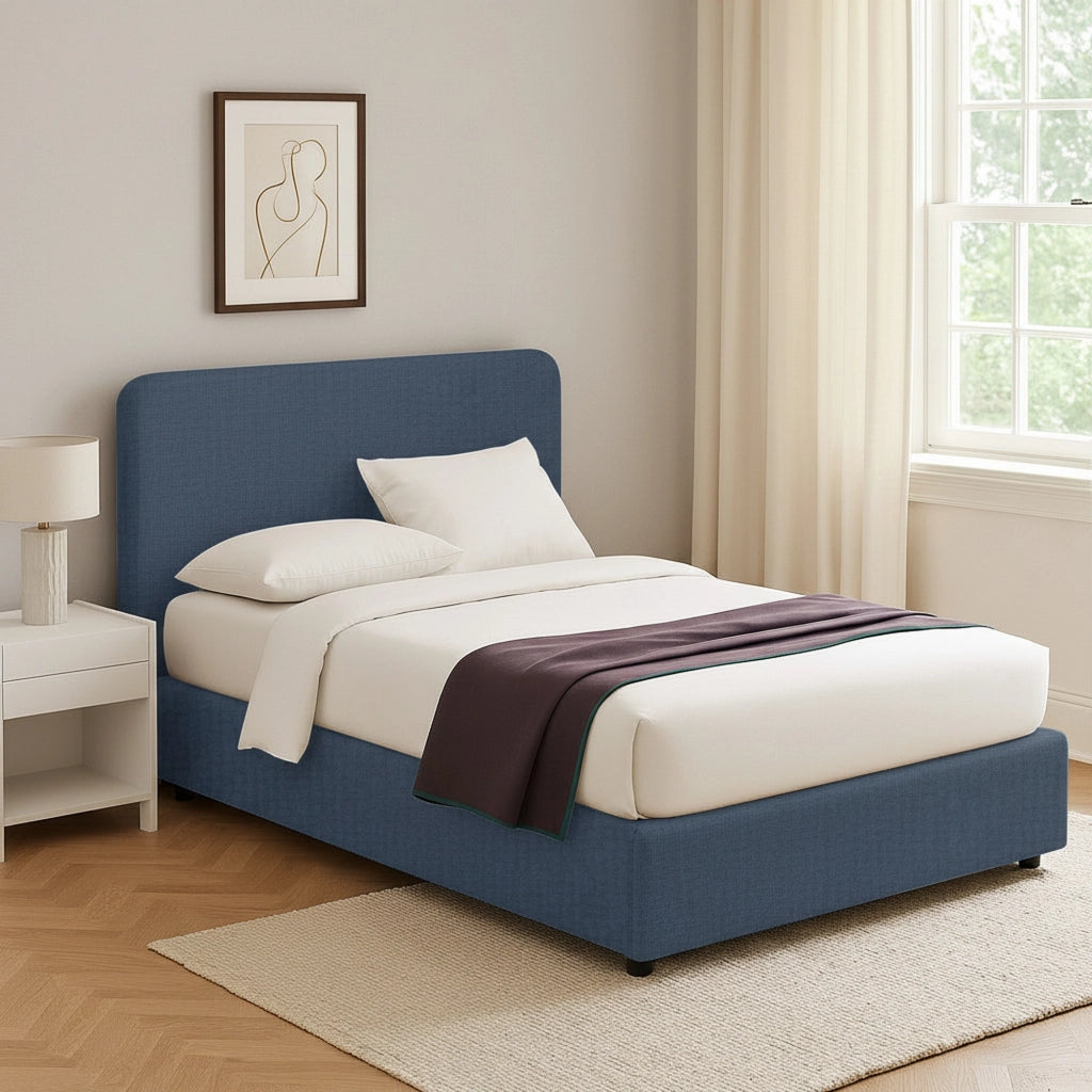 Reading, Letto Singolo Sfoderabile Made in Italy, blu