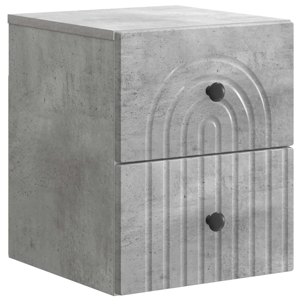 Mobiletto da notte a muro con cassetto 2 pcs Grigio Cemento 898132