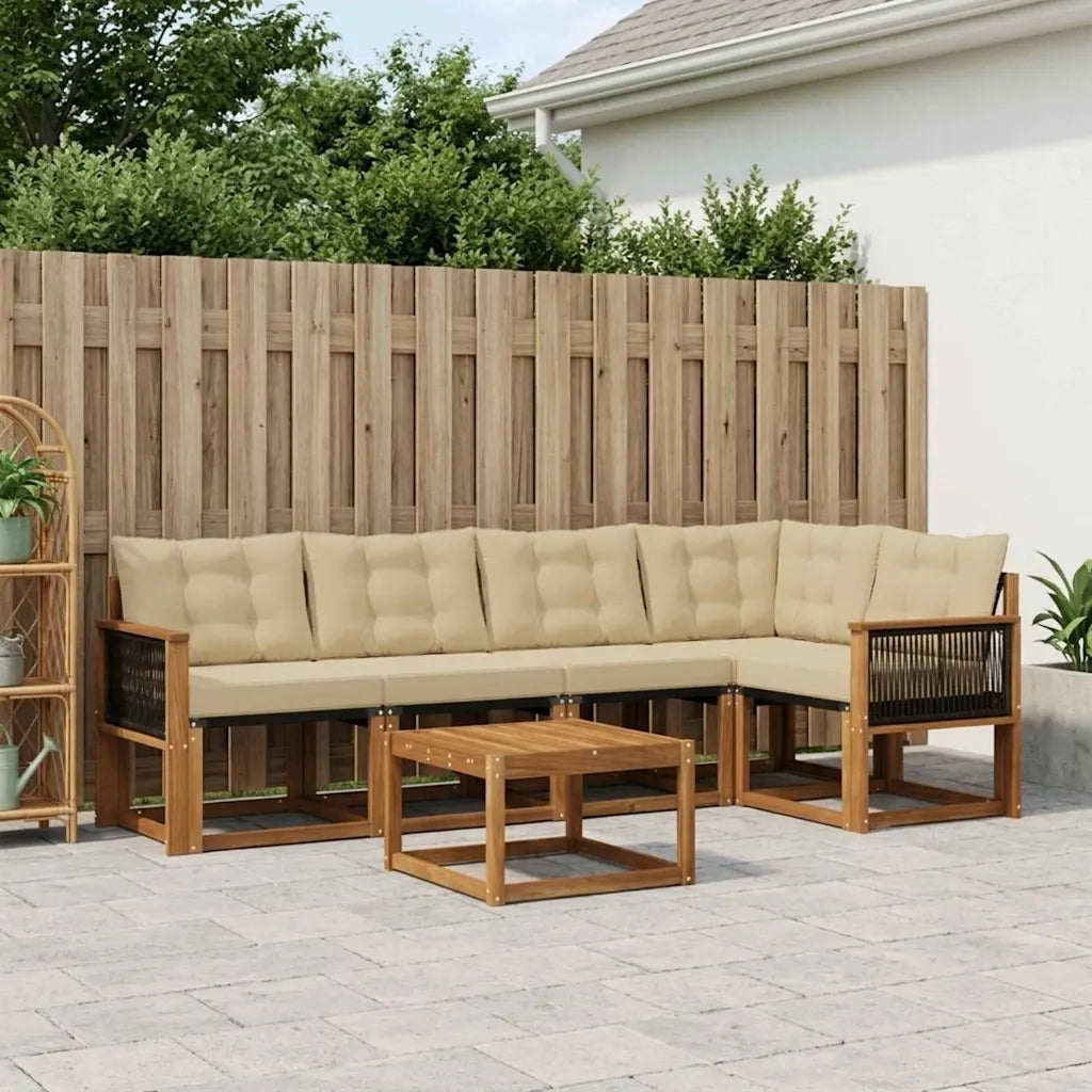 Set di divani da esterno con cuscino 6 pcs Naturale e Beige 3381969