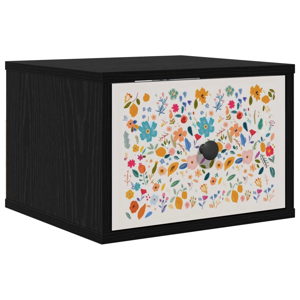 Mobiletto da comodino a parete MAINZ Rovere Nero 8007491