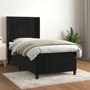 Giroletto a Molle con Materasso Nero 90x190 cm in Velluto 3132773