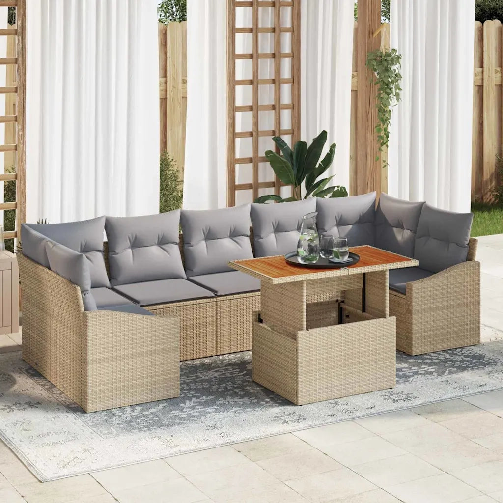 Set Divano da Giardino 8 pcs Beige e Grigio Chiaro 3358541