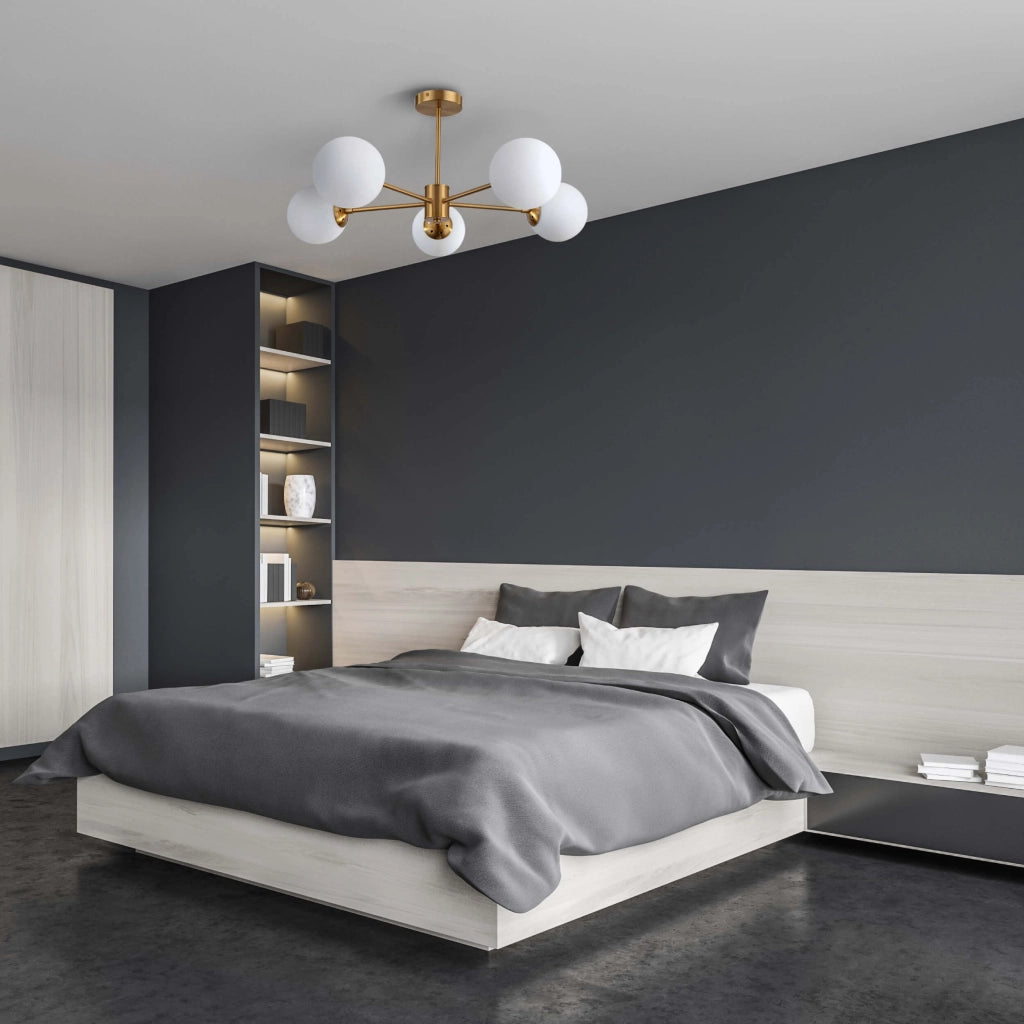 Lampadario Roma 5 luci E14 oro/bianco Light Prestige