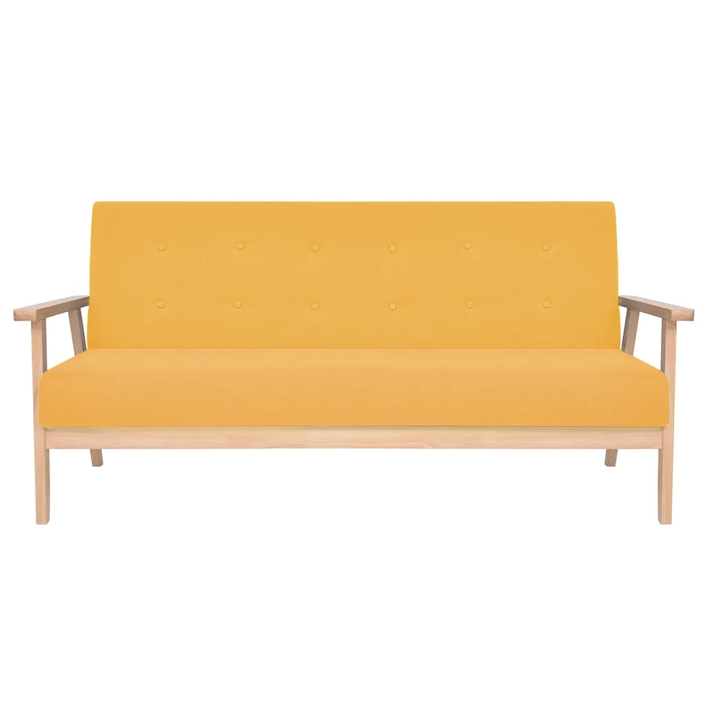 Divano a 3 Posti-Sofa 3 Posti in Tessuto Giallo