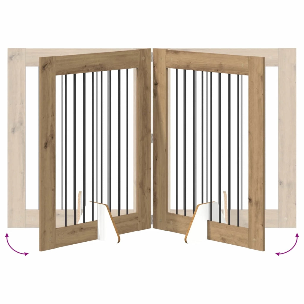 Cancello per cani pieghevole con supporti 2 pz 160,5 cm 892042
