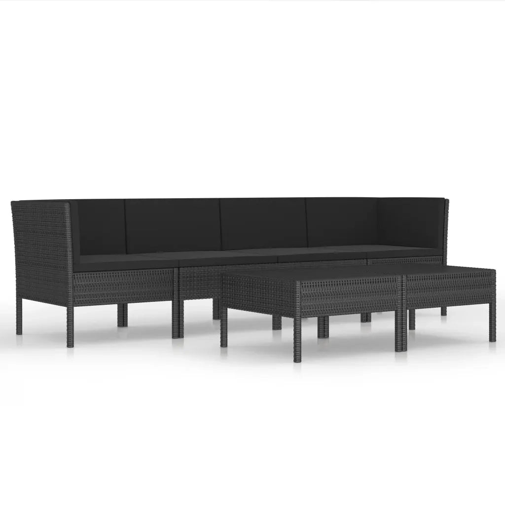 Set Divani da Giardino 6 pz con Cuscini in Polyrattan Nero 3056983