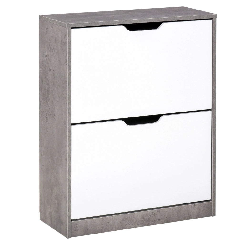 Scarpiera Salvaspazio Slim ¨C Xylo ¨C 2 Ante Ribalta, 8 Paia, Grigio Cemento, 62.5x26x81 cm