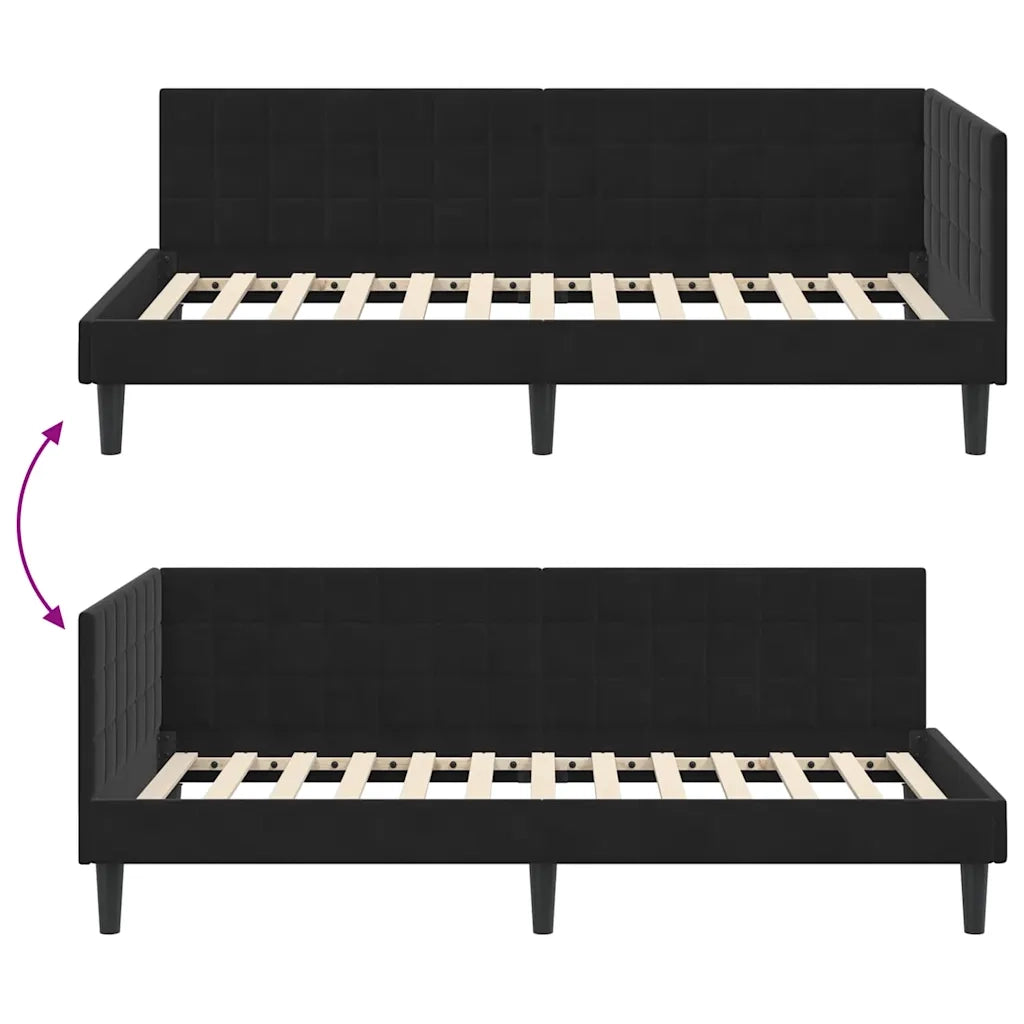 Cornice del letto ad angolo Nero 90 cm x 190 cm Velluto 42016423