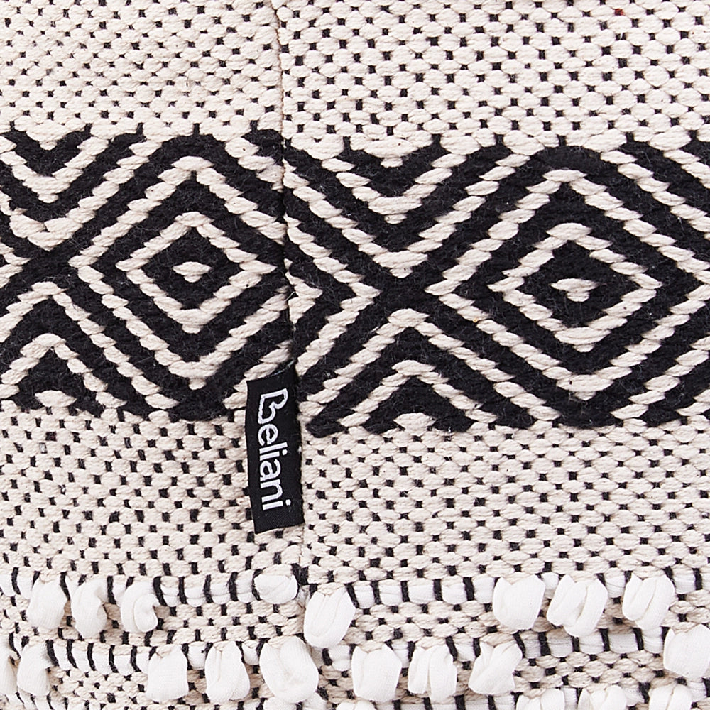 Pouf Beige Cotone Beige Chiaro Motivo Geometrico in stile Boho moderno