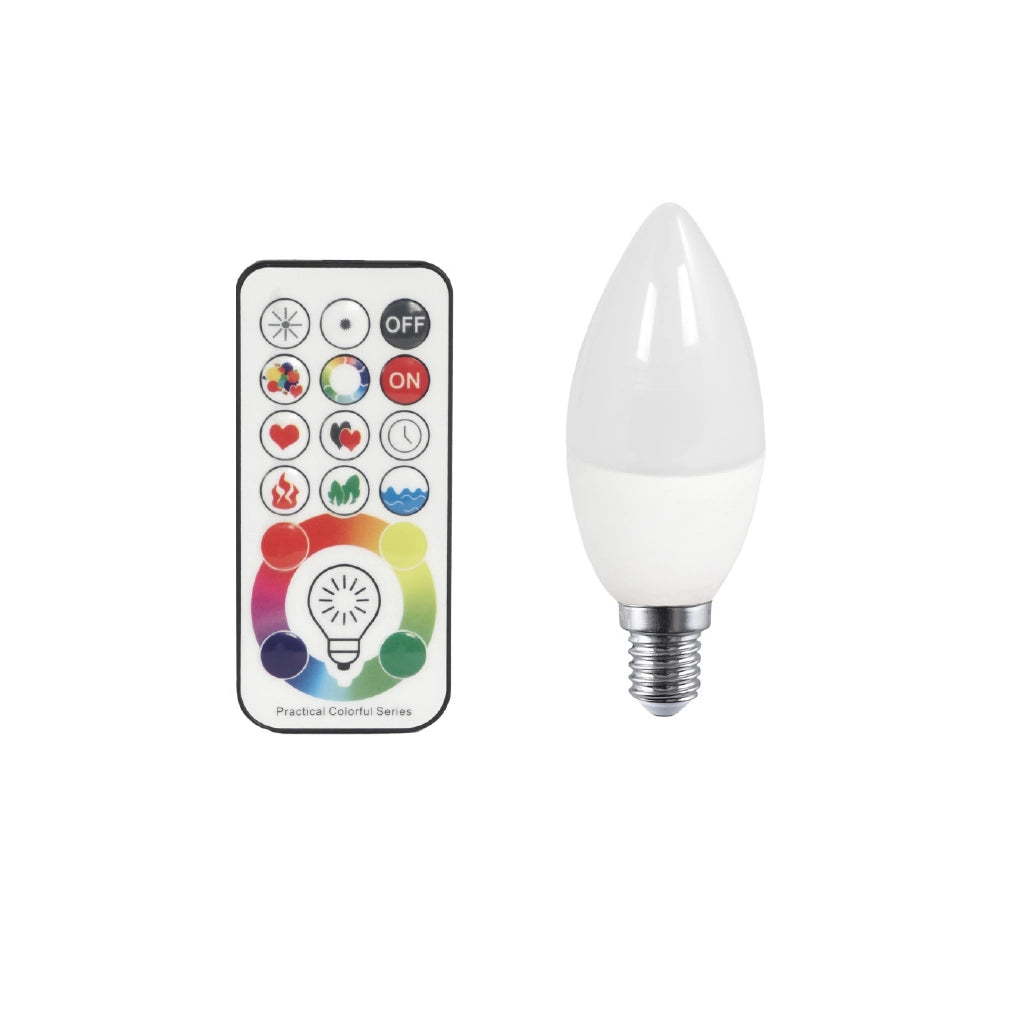 Lampada led ad oliva con attacco E14 RGBW 3W