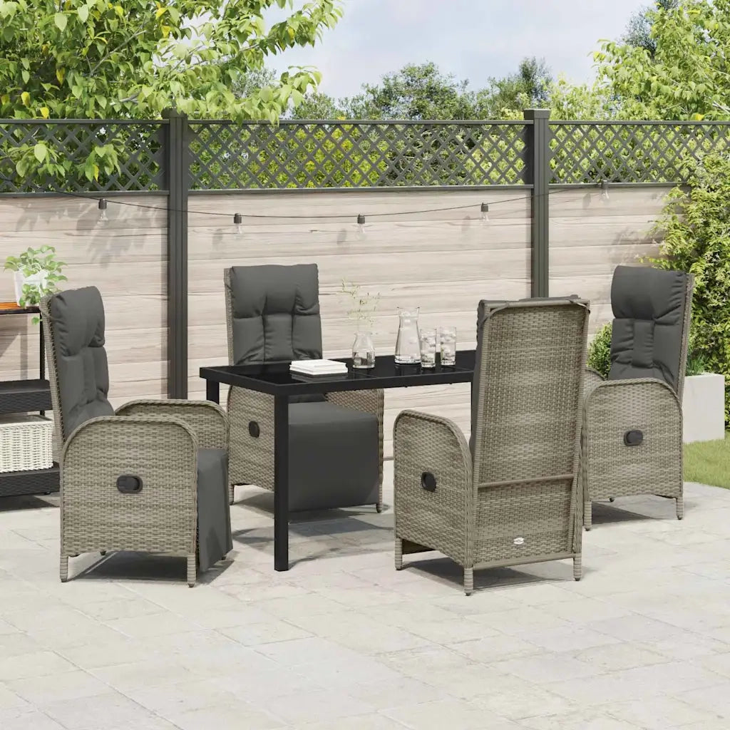 Set da Pranzo per Giardino con cuscino 5 pcs Grigio polyrattan 3380136