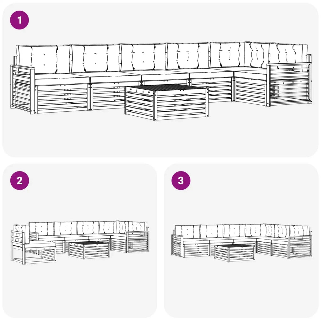 Set di divani da esterno con cuscino 7 pcs Bianco e Beige 3390618