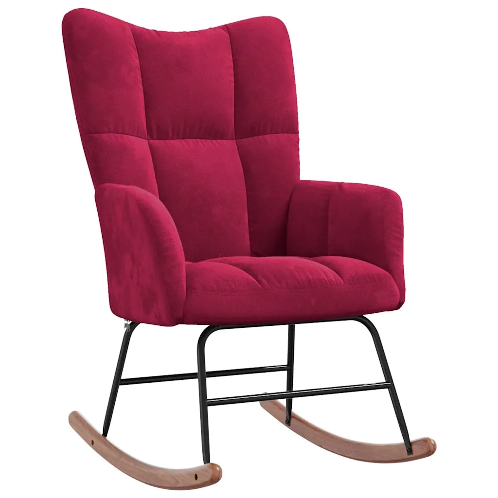 Sedia a Dondolo Rosso Vino in Velluto 328144