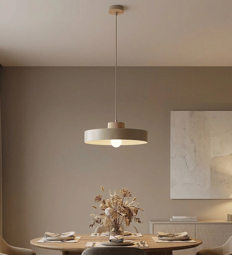 Lampada sospesa KIVI Japandi beige, legno, 1xE27