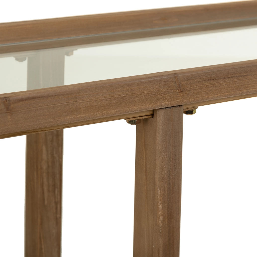 Console in legno e vetro marrone 120x33x75