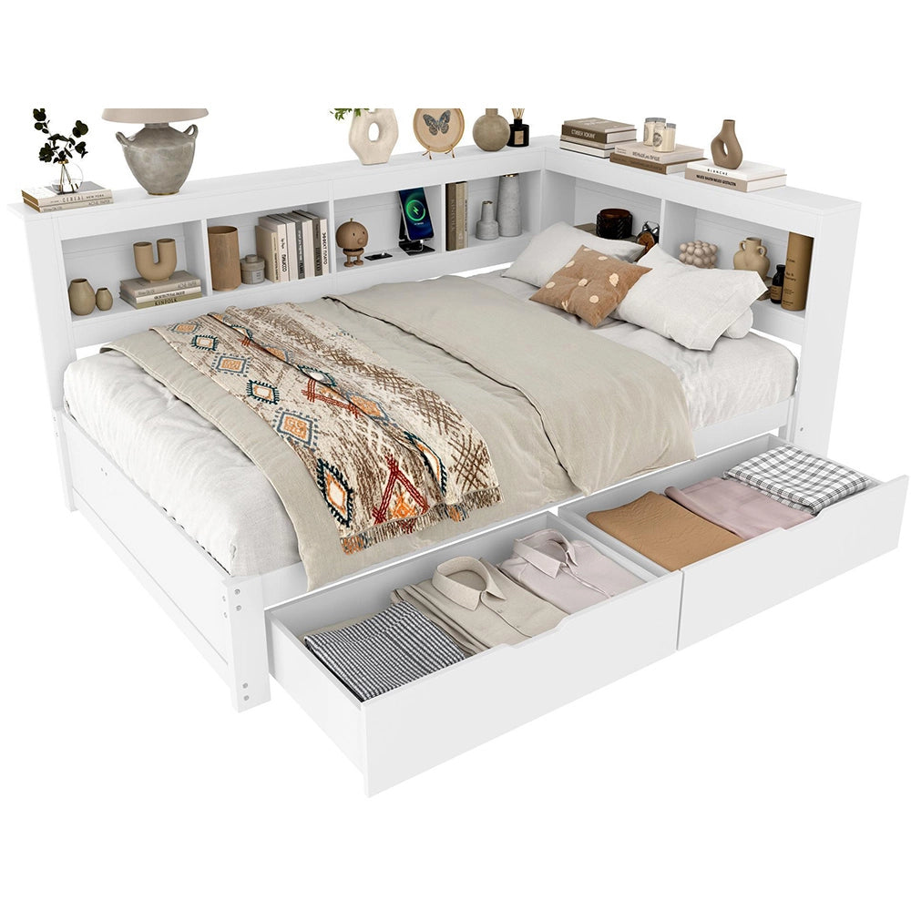 Divano letto 140x200cm?- Xylo - 2 cassetti USB bianco