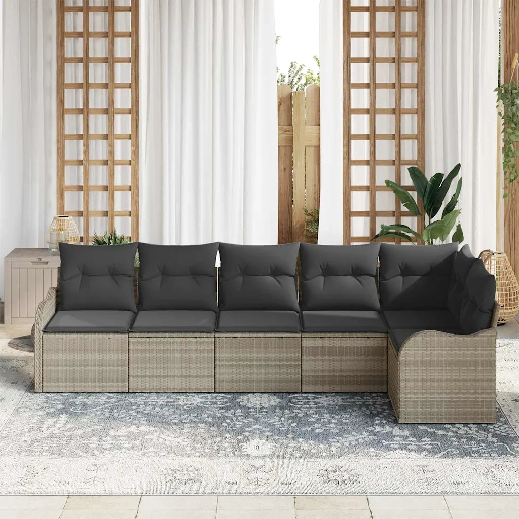 Set Divano da Giardino Grigio chiaro polyrattan