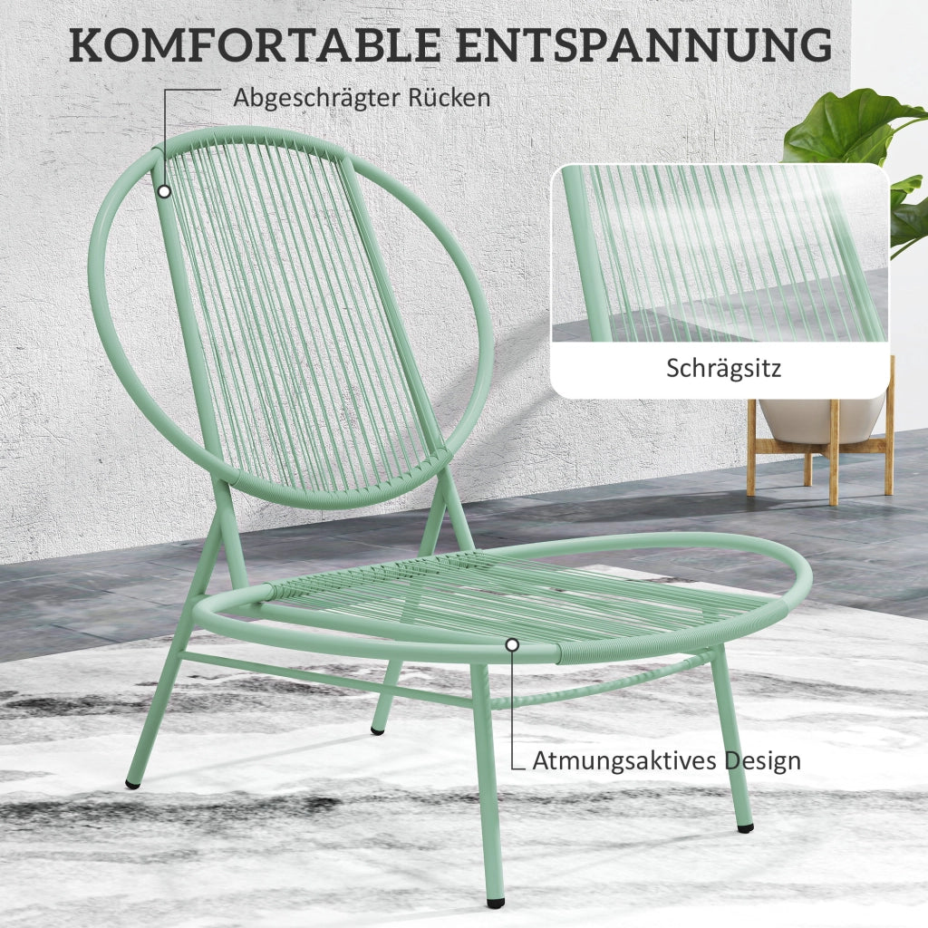 Set Bistrot 3 Pezzi in Polyrattan ¨C Minimal ¨C Grigio Verde