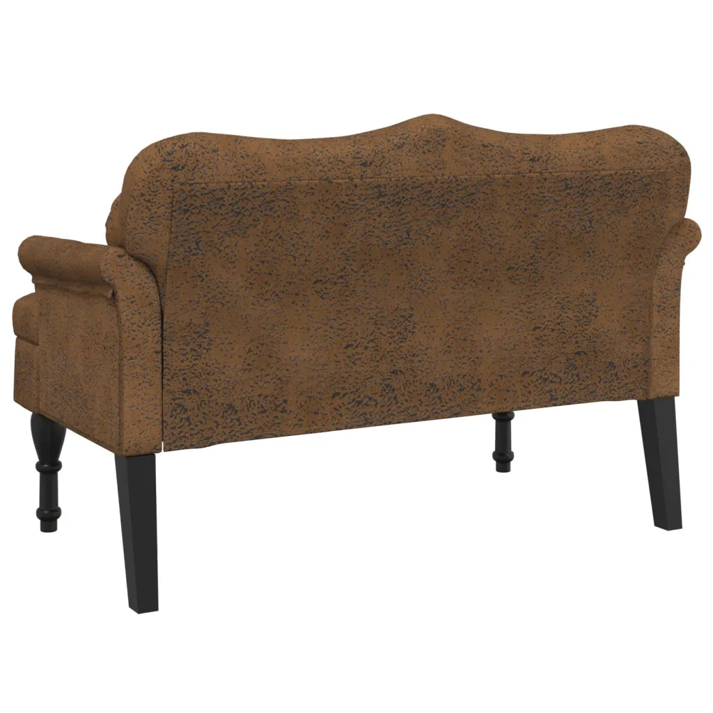 Panca con Cuscini-Sgabello-Divano Marrone 120,5x65x75 cm Similpelle Scamosciata