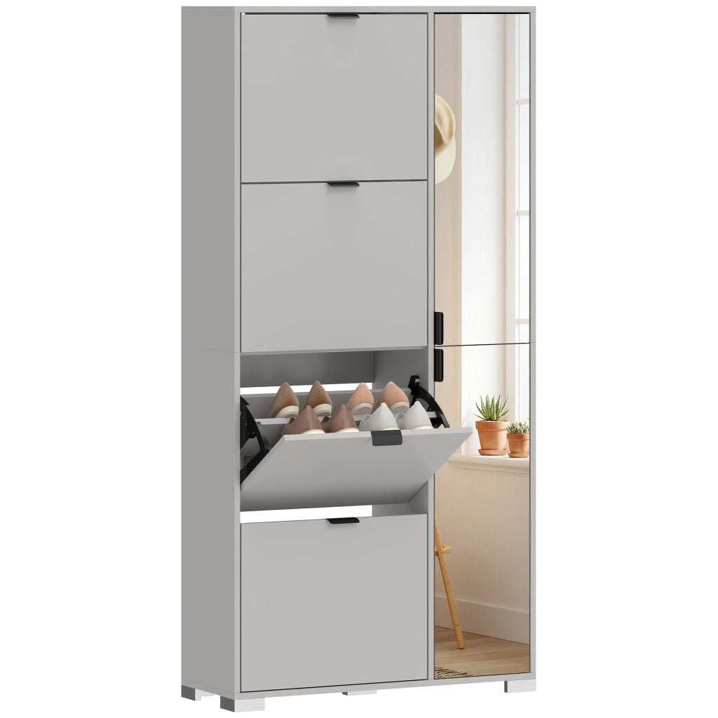 Scarpiera con Specchio e 4 Cassetti ¨C Zephmum ¨C Grigio
