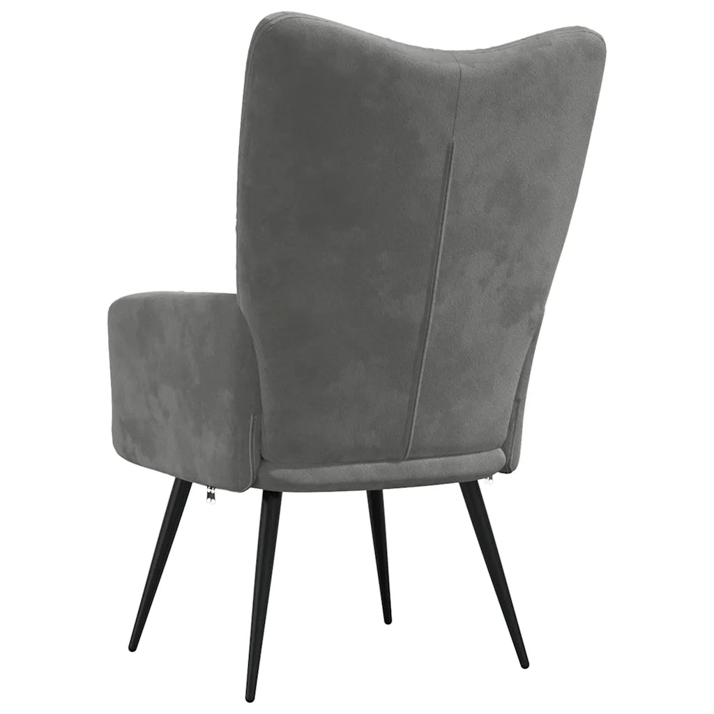 Poltrona | Sedia Relax Grigio Scuro in Velluto