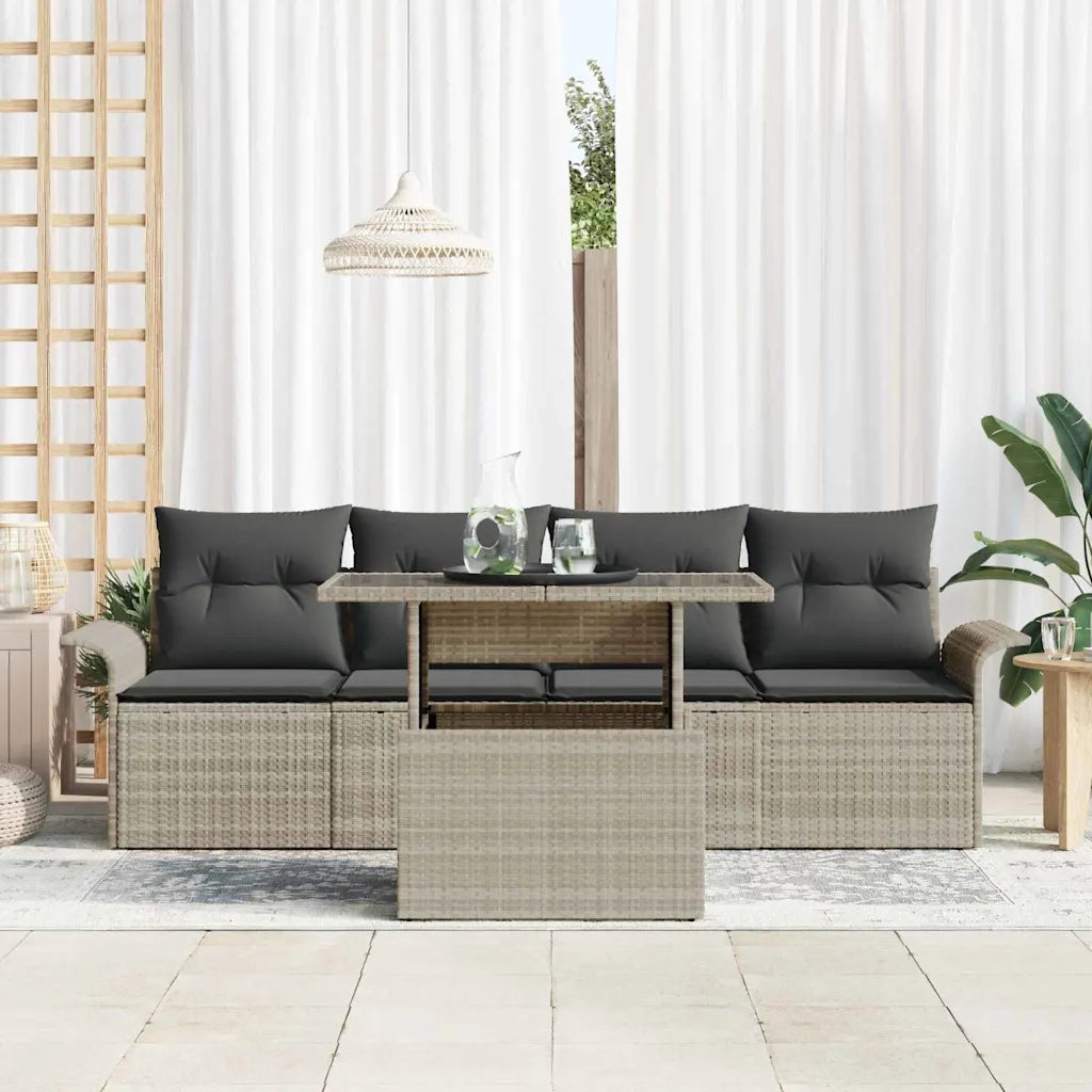 Set Divano da Giardino 5 pcs Grigio chiaro polyrattan 3348188