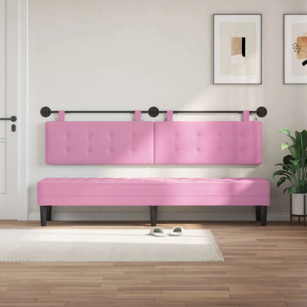 Testiera | Testata sospesa Con luce LED Rosa Tessuto