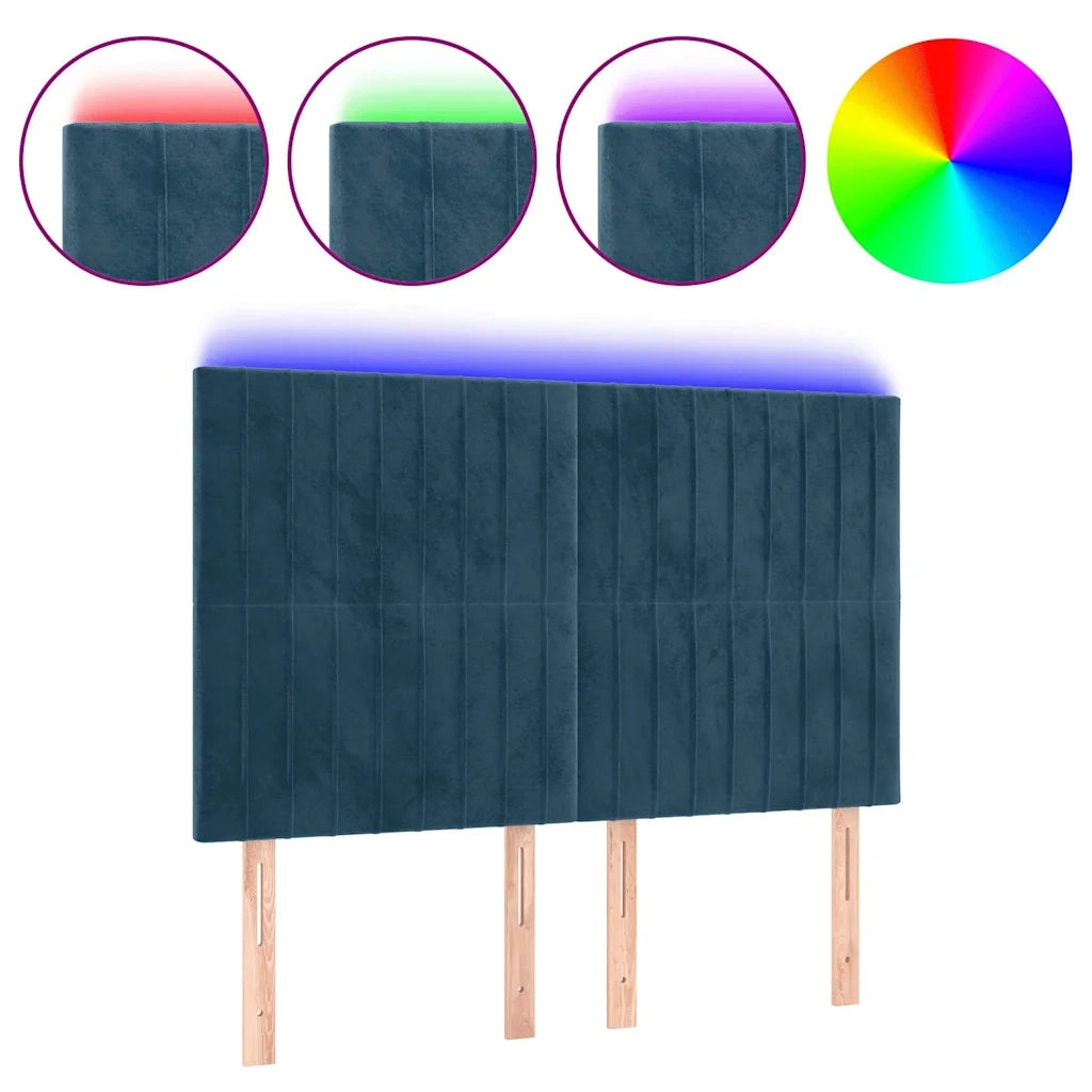 Testiera a LED-Testata con LED Blu Scuro 144x5x118/128 cm in Velluto 551182