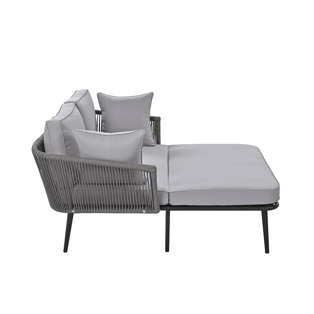 Set giardino - Xylo - 2 posti con cuscini lavabili grigio
