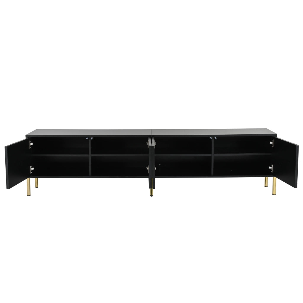 Mobile TV nero - Zephmum - 190x38x48 cm - gambe dorate