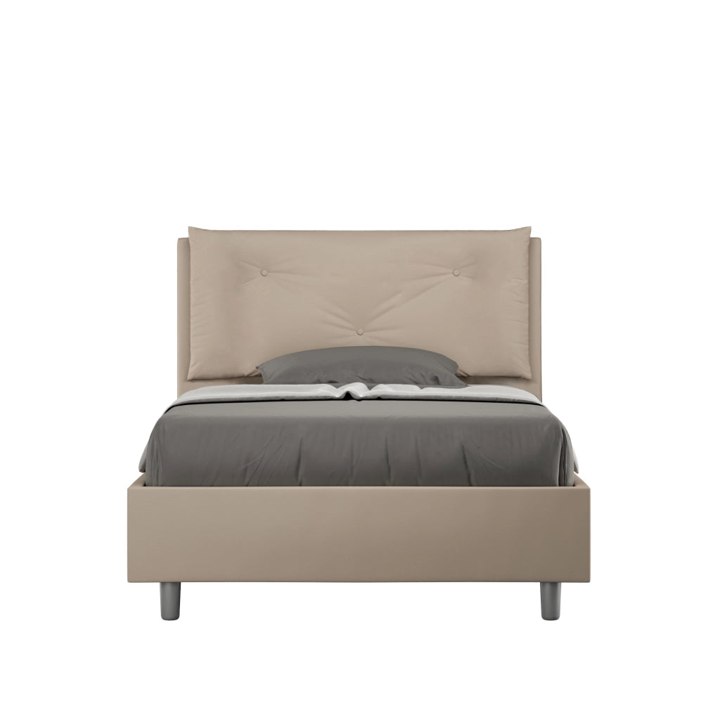 BS COM Letto una piazza e mezza senza rete imbottito 120x200 similpelle tortora