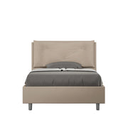 BS COM Letto una piazza e mezza senza rete imbottito 120x200 similpelle tortora