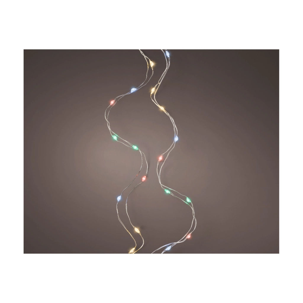 Micro Led luce fissa argento/m.color 495cm 100L a batteria