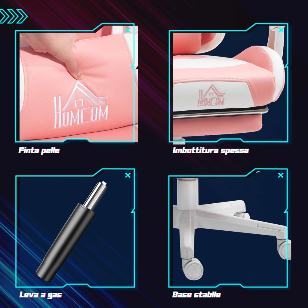 Sedia da Gaming con Schienale e Braccioli ¨C zephmum ¨C Rosa