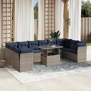 Set Divani da Giardino 11 pz con Cuscini Grigio in Polyrattan 3266861
