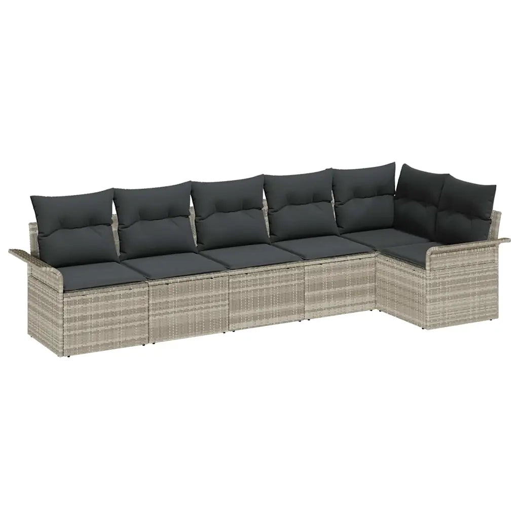 Set Divano da Giardino 6 pcs Grigio chiaro polyrattan 3345382