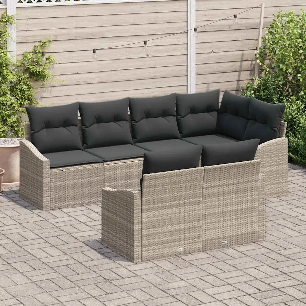 Set di divani con cuscino 7 pcs Grigio chiaro polyrattan 3346762