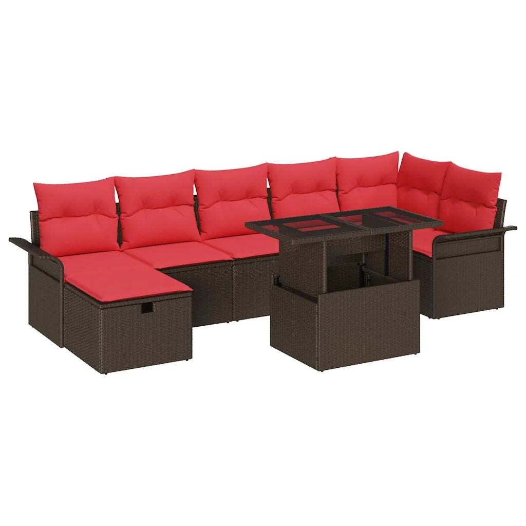 Set Divano da Giardino con cuscino 8 pcs Marrone Poly Rattan 3359691