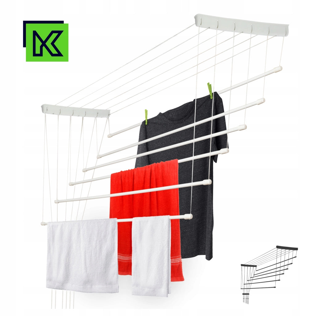Stendibiancheria a soffitto KADAX con 6 barre per bagno e balcone, 120 cm